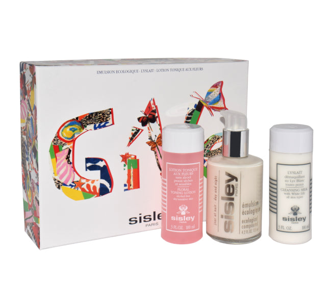 Sisley Emulsion Ecologique 125 ml + Reinigungsmilch mit weißer Lilie für alle Hauttypen 100 ml + Gesichtswasser mit Blüten 100 ml