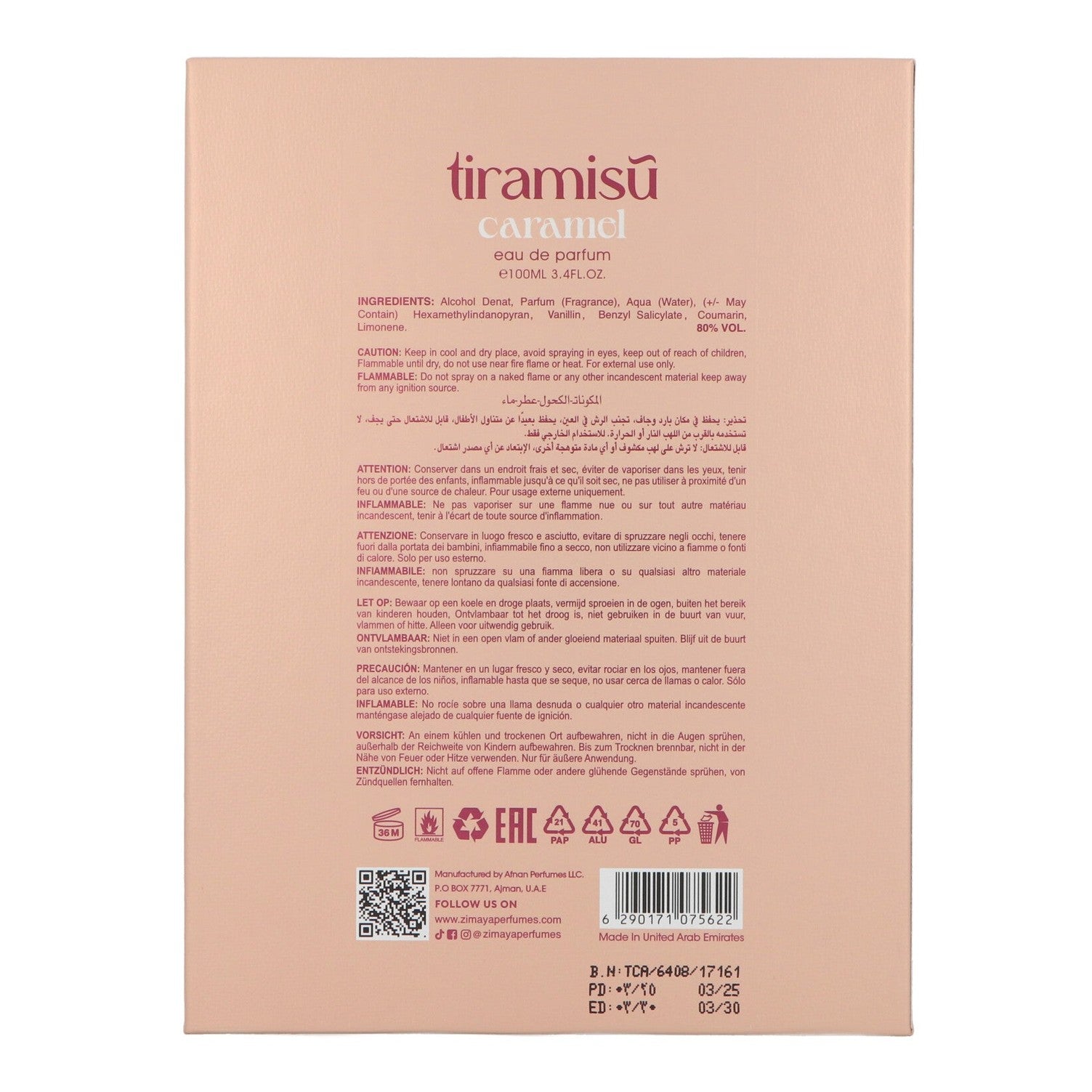 Zimaya Tiramisu Caramel Edp 100ml