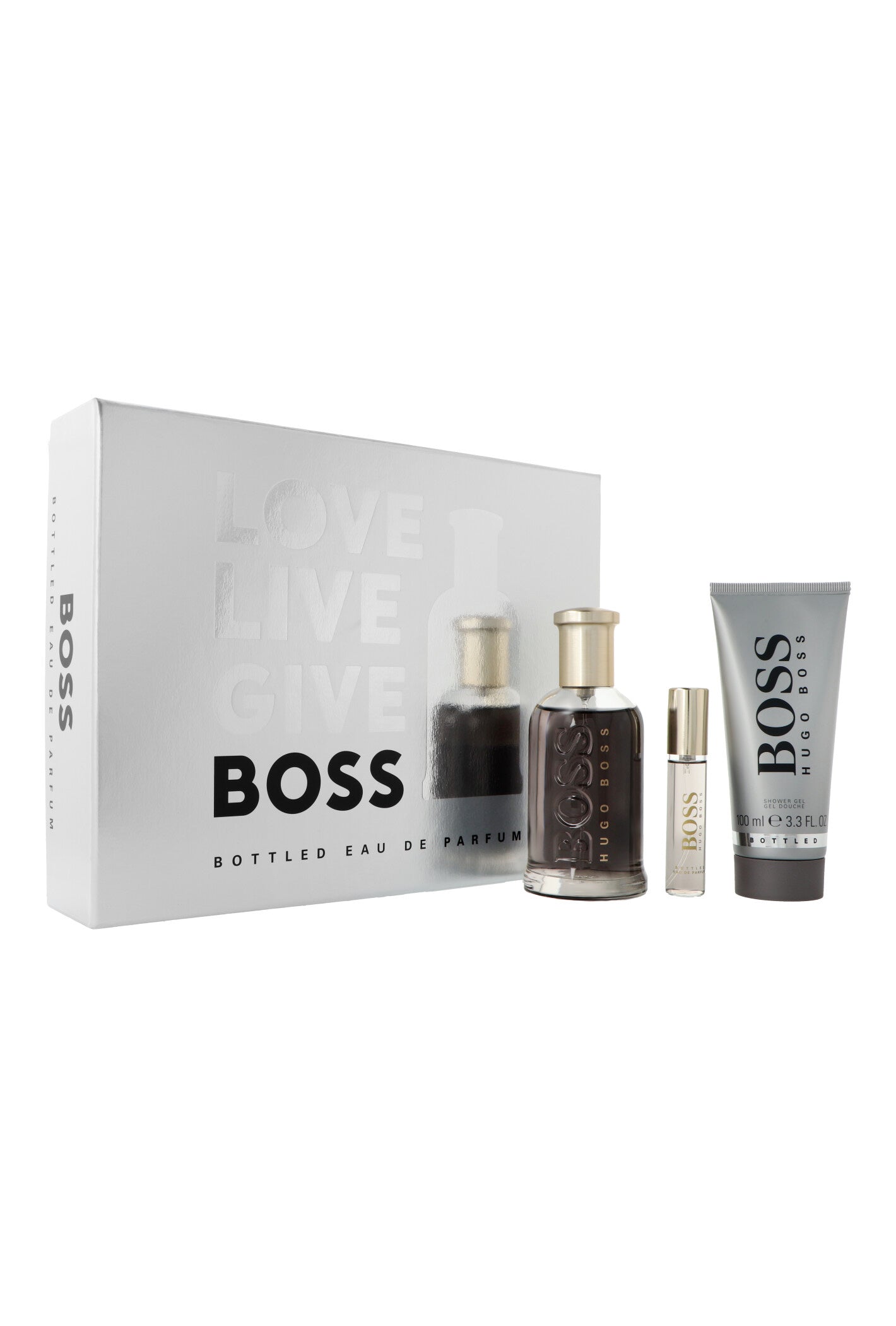 Hugo Boss Set bestehend aus 100 ml Eau de Parfum (Flasche) + 10 ml Eau de Parfum + 100 ml Duschgel