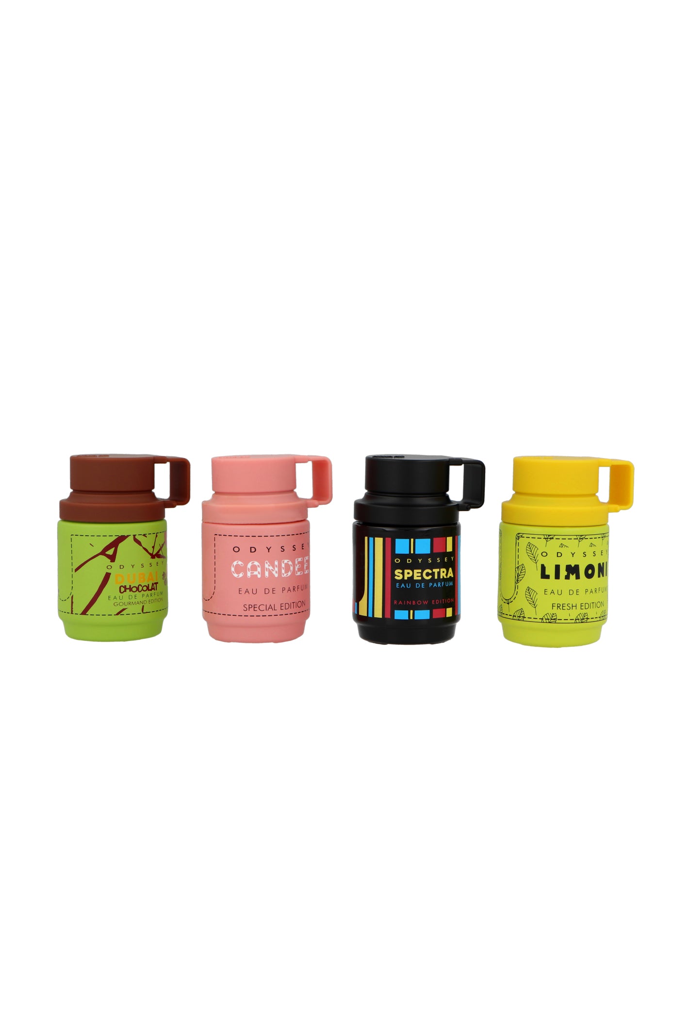 Zestaw Armaf Odyssey Miniatures Collection Edp 12ml x 4: Dubai Chocolat, Candee, Spectra Rainbow, Limoni Fresh