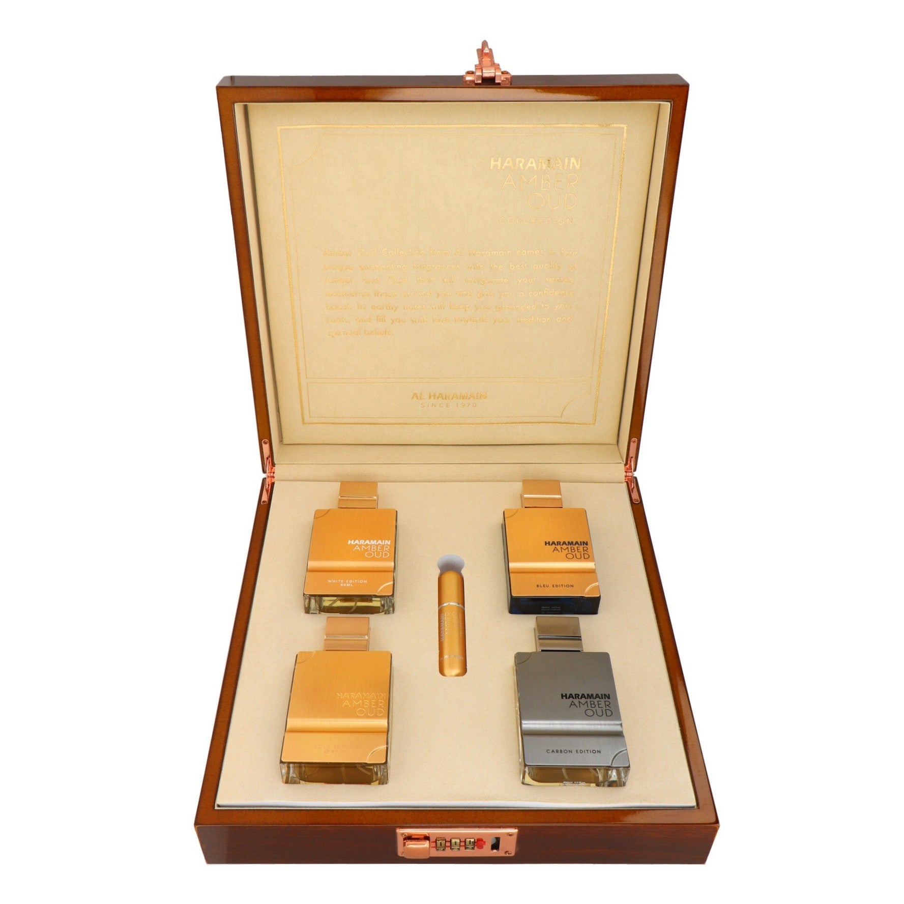 Set Al Haramain Amber Oud Collection 4 x 60ml - Amber Oud Gold Edition + Amber Oud Bleu Edition + Amber Oud White Edition + Amber Oud Carbon Edition