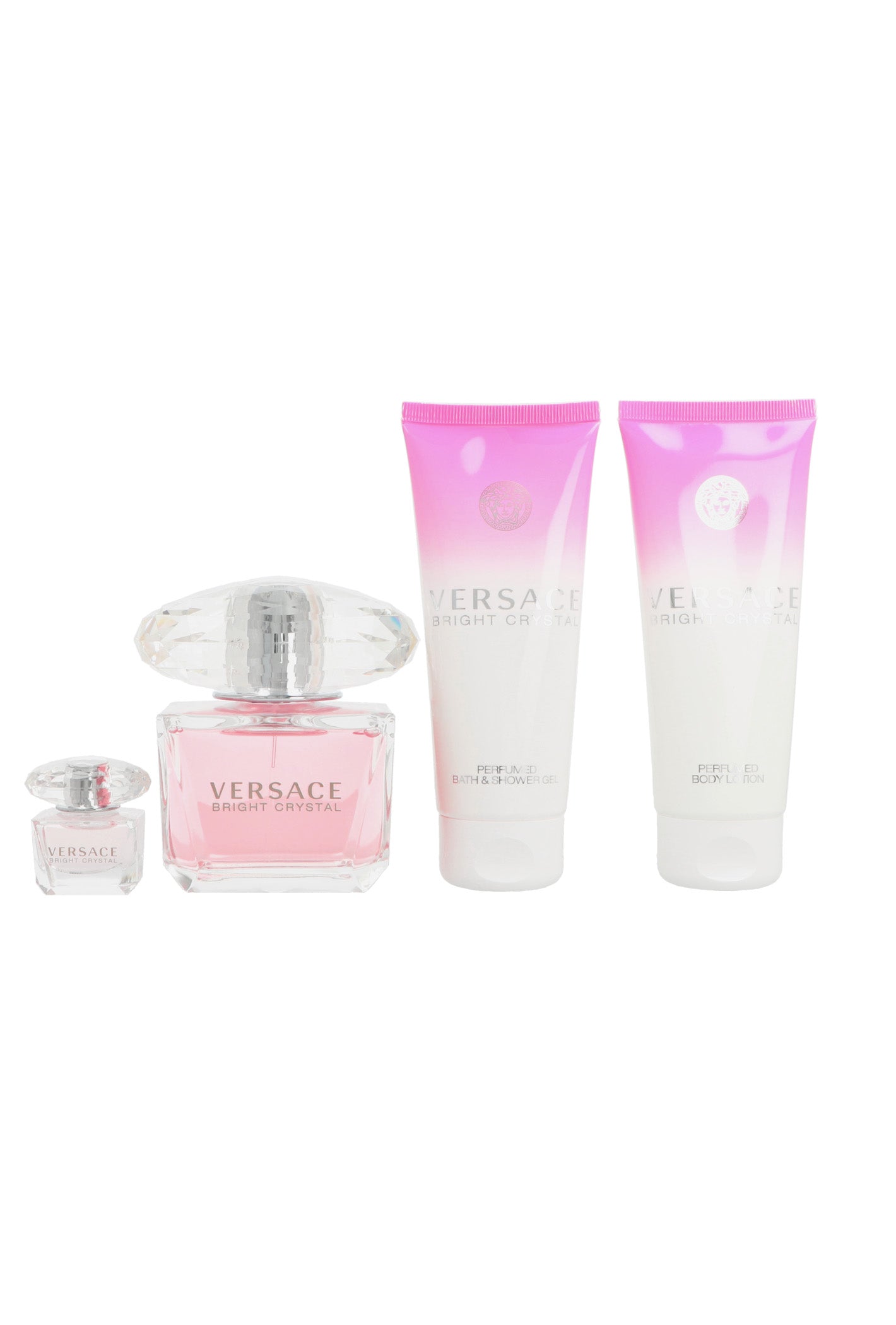 Set Versace Bright Crystal Edt 90ml + Shower Gel 100ml + Body Lotion 100ml + Edt 5ml