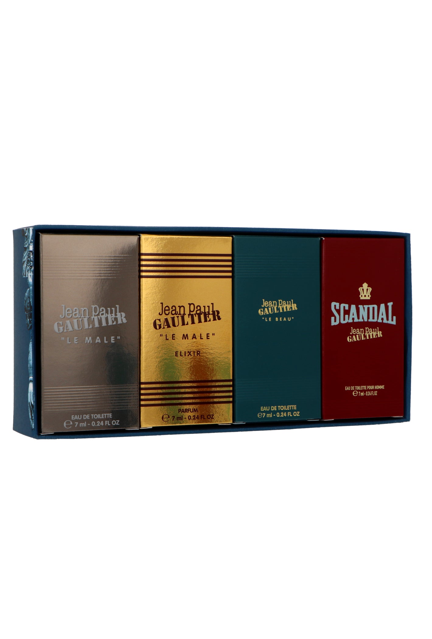 Zestaw Jean Paul Gaultier Miniatures Collection: Le Male Edt 7ml + Le Beau Edt 7ml + Scandal For Him Edt 7ml + Le Male Elixir Parfum 7ml