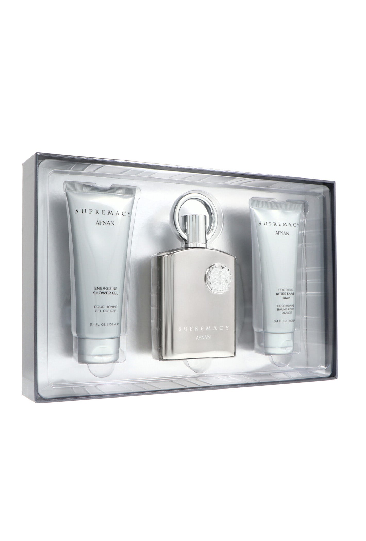 Set Afnan Supremacy Silver Edp 100ml + Shower Gel 100ml + After Shave Balm 100ml
