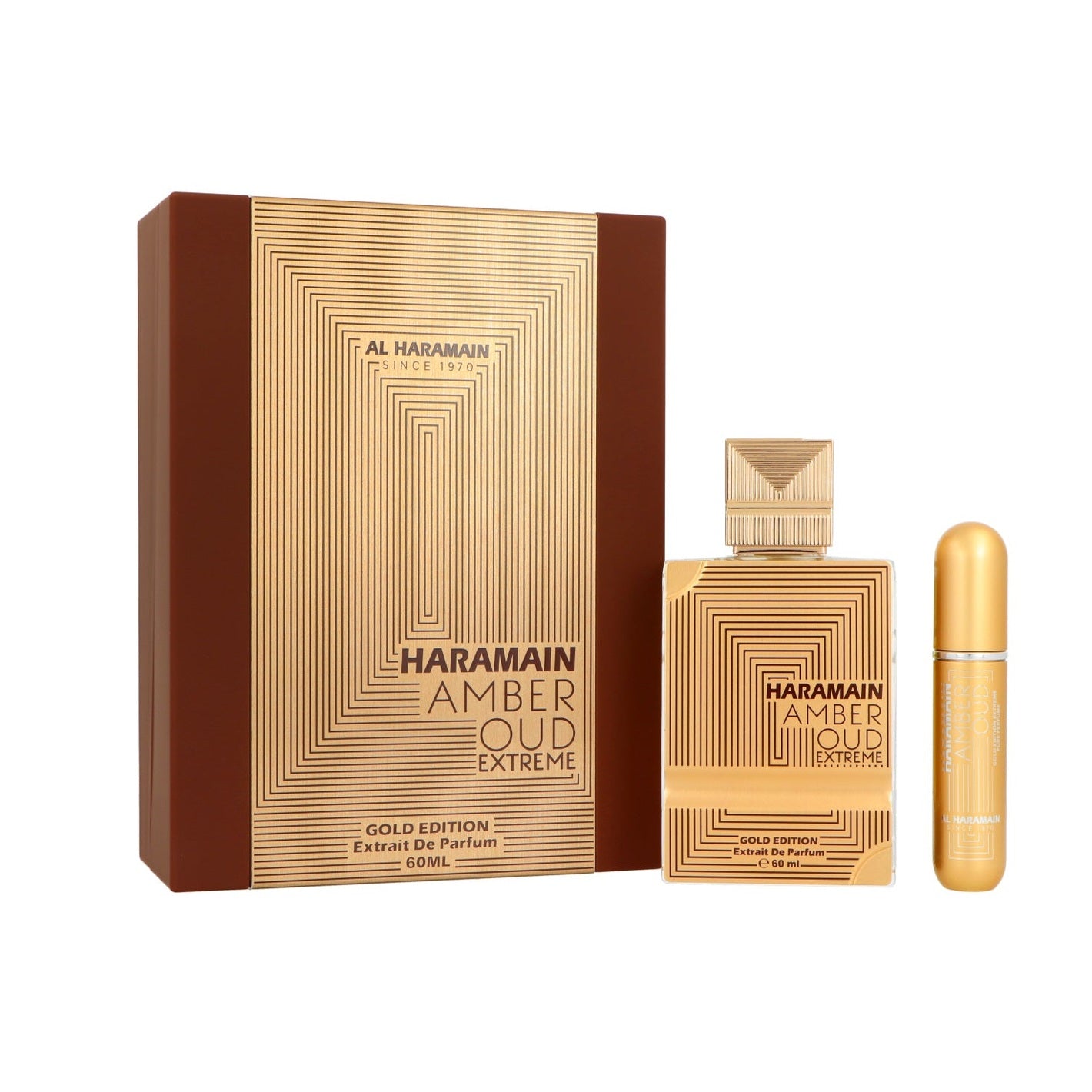 Al Haramain Amber Oud Gold Edition Extreme Pure Perfume 60ml + Travel Atomizer