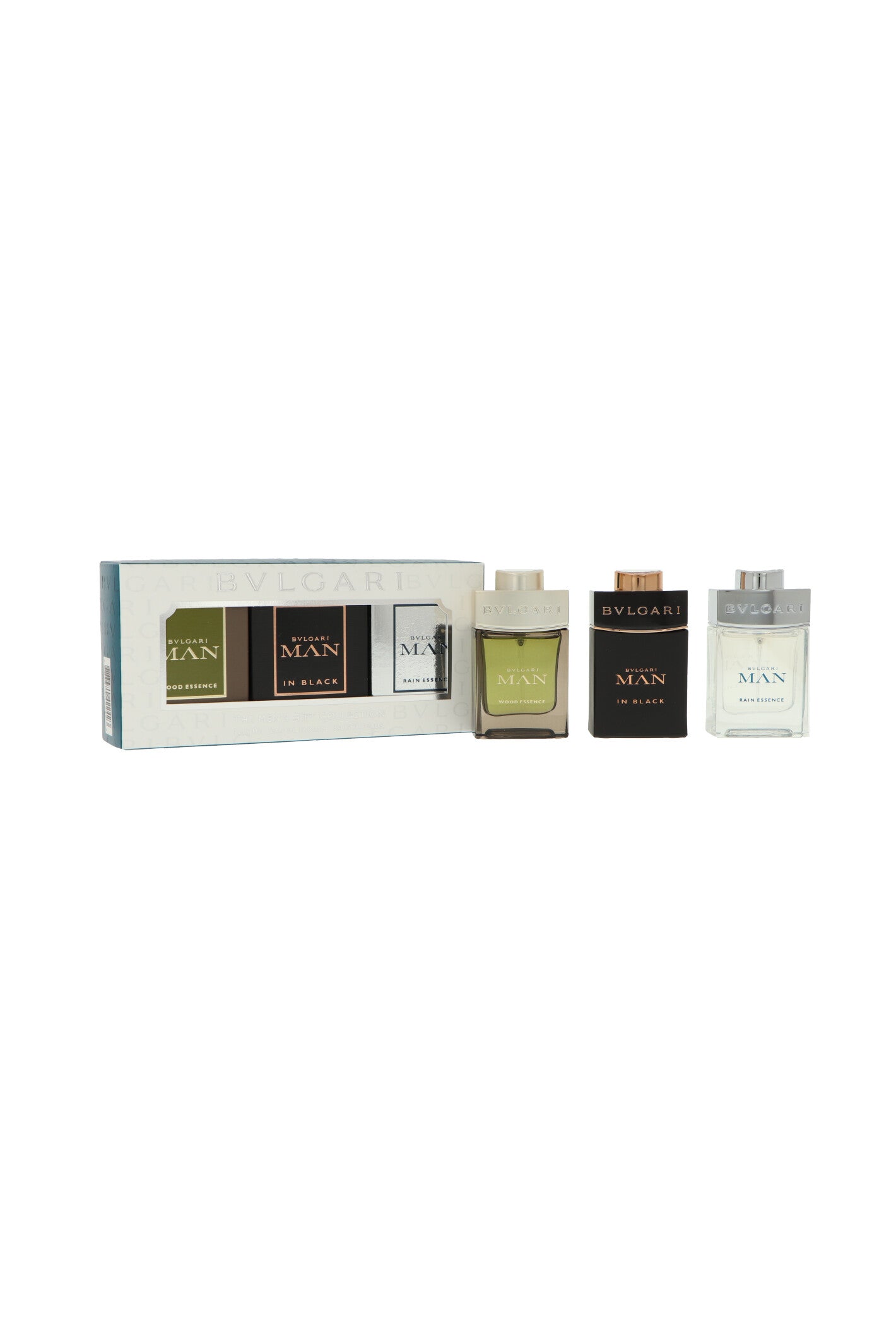 Set Bvlgari Miniatures Collection Man In Black Edp 15ml + Man Wood Essence Edp 15ml + Man Rain Essence Edp 15ml