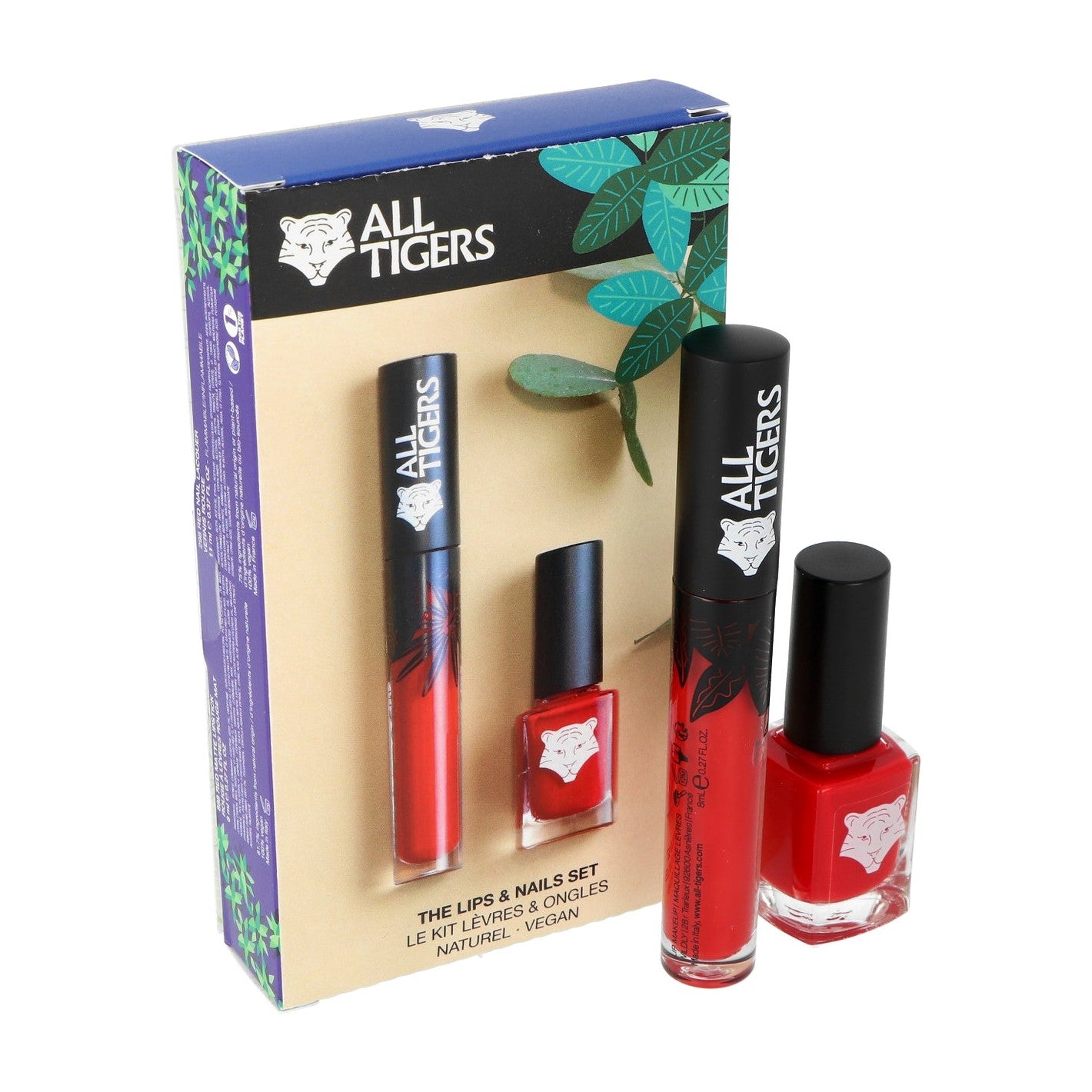 Set All Tigers Natural & Vegan Wild Stars Lippen- & Nagellack 888 Call Me Queen 8ml + Nagellack 298 Hit It Big 11ml