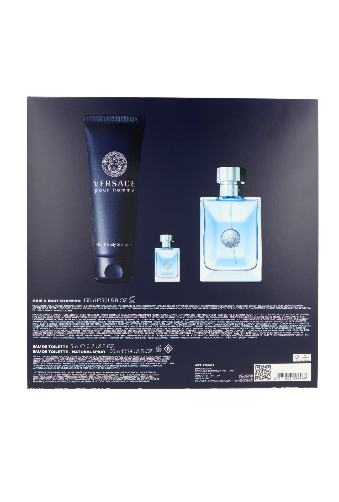 Set Versace Pour Homme Edt 100ml + Shower Gel 150ml + Edt 5ml