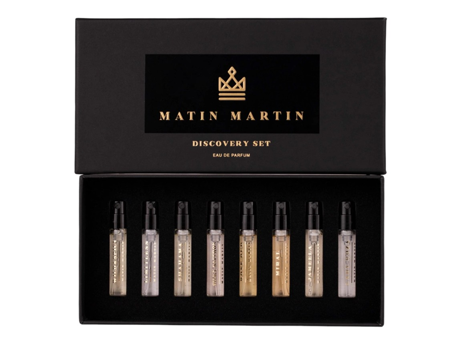 Set Matin Martin Discovery Miniatures Collection: Wild and Spicy Edp 2ml + Limitless Edp 2ml + Shahama Edp 2ml + Silky Saffron Edp 2ml + Rose Oud Edp 2ml + Miral Edp 2ml + Jameela Edp 2ml + Lady Ro
