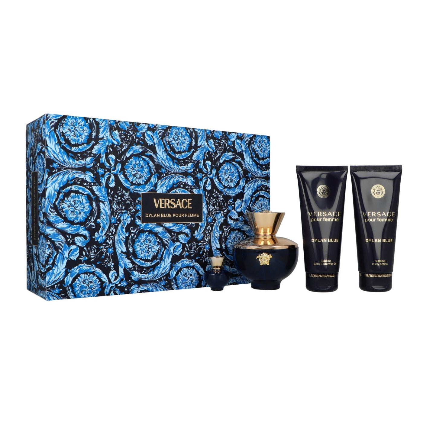 Zestaw Versace Dylan Blue Pour Femme Edp 100ml + Body Lotion 100ml + Shower Gel 100ml + Edp 5ml