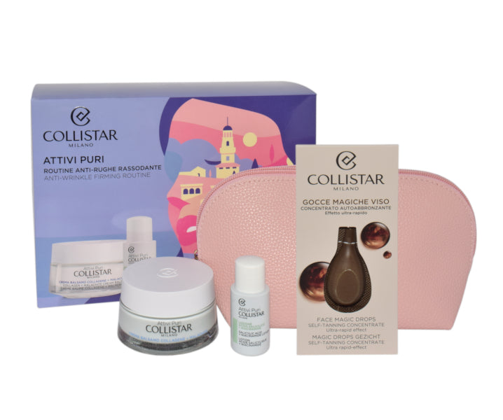 Set Collistar Collagen Balm Cream + Salicylic Acid Lotion 15ml + Self Tanning Drops Sample + Cosmetics Bag