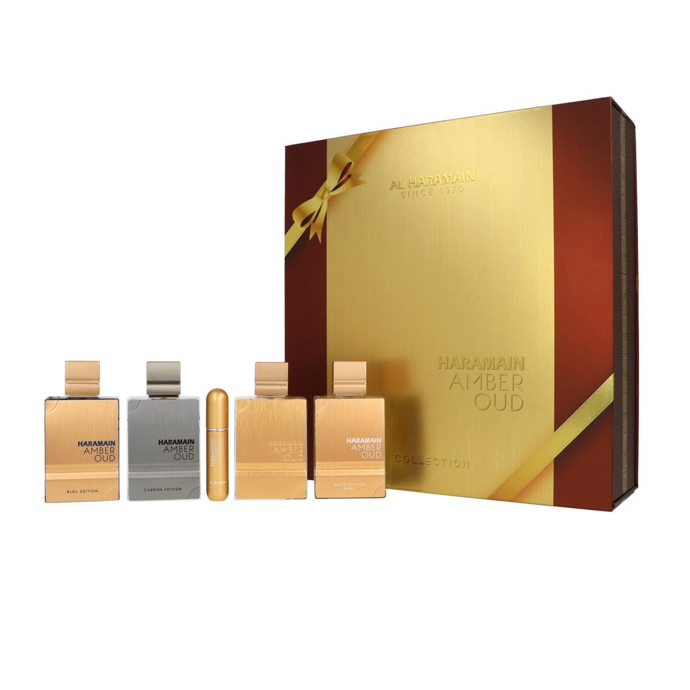 Set Al Haramain Amber Oud Collection 4 x 60ml - Amber Oud Gold Edition + Amber Oud Bleu Edition + Amber Oud White Edition + Amber Oud Carbon Edition