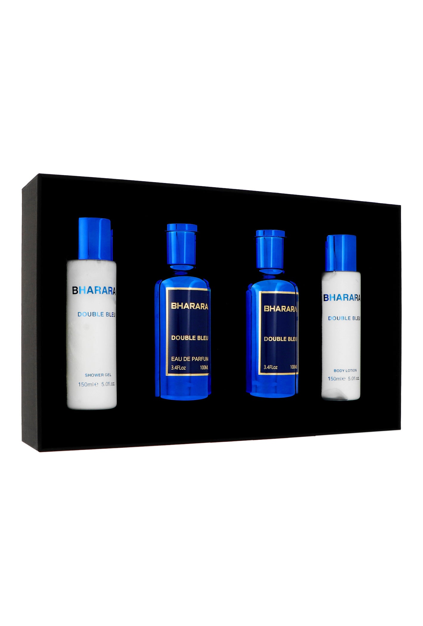 Set Bharara Double Bleu Edp 100ml + After Shave 100ml + Body Lotion 150ml + Shower Gel 150ml
