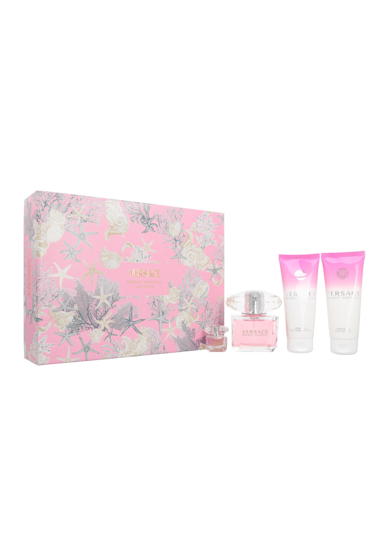 Set Versace Bright Crystal Edt 90ml + Shower Gel 100ml + Body Lotion 100ml + Edt 5ml